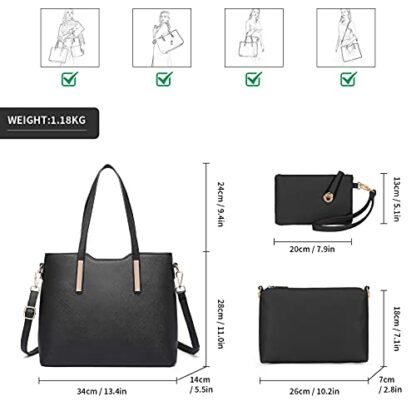 Miss Lulu Women Fashion Handbag Shoulder Bag Purse Faux Leather Tote Bag Set 4 Miss Lulu Women Fashion Handbag Shoulder Bag Purse Faux Leather Tote Bag Set - Image 4