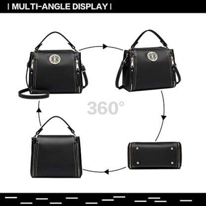 Miss Lulu Women Handbags Pu Leather Casual Travel Ladies Top Handle Crossbody Shoulder Messenger Bag Small Tote Light Golden Hardware 4 Miss Lulu Women Handbags Pu Leather Casual Travel Ladies Top Handle Crossbody Shoulder Messenger Bag Small Tote Light Golden Hardware - Image 4
