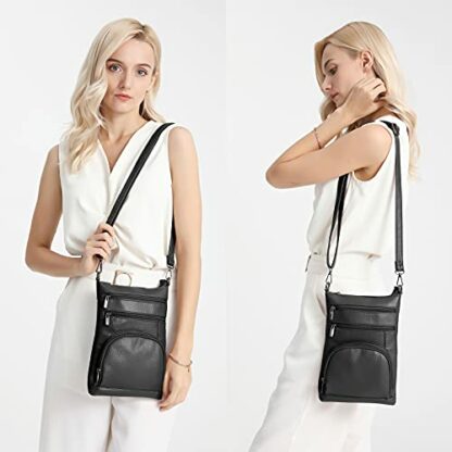 Miss Lulu Women Multi Pocket RFID Blocking Crossbody Bag Small Fashion PU Leather Messenger Travel Organizer Satchel Sling Shoulder Bags - Image 3