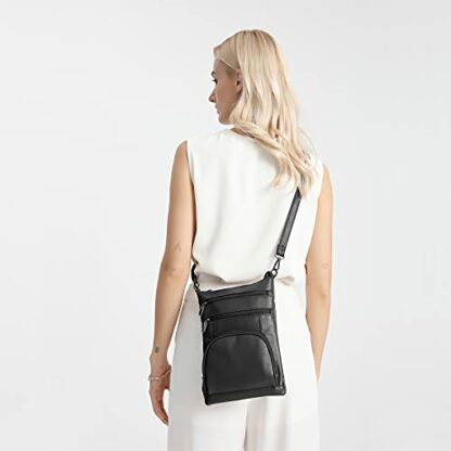 Miss Lulu Women Multi Pocket RFID Blocking Crossbody Bag Small Fashion PU Leather Messenger Travel Organizer Satchel Sling Shoulder Bags - Image 4