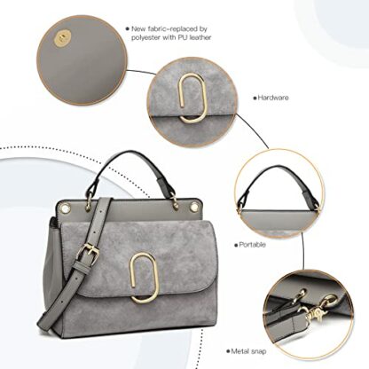 Miss Lulu Women Top Handle Bag Suede Handbags Shoulder Crossbody Bag For Work Shopping Travel Pu Leather 3 Miss Lulu Women Top Handle Bag Suede Handbags Shoulder Crossbody Bag For Work Shopping Travel Pu Leather - Image 3