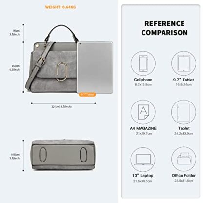 Miss Lulu Women Top Handle Bag Suede Handbags Shoulder Crossbody Bag For Work Shopping Travel Pu Leather 4 Miss Lulu Women Top Handle Bag Suede Handbags Shoulder Crossbody Bag For Work Shopping Travel Pu Leather - Image 4