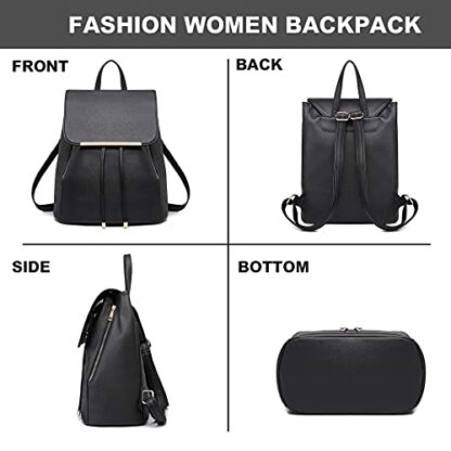 Miss Lulu Women's Backpacks Casual Daypacks Medium with Drawstring PU Leather Lightweight 4 Miss Lulu Women's Backpacks Casual Daypacks Medium with Drawstring PU Leather Lightweight - Image 4