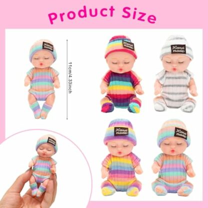 Miunana 4 Sets 4 Inch Cute Baby Dolls with 4 pcs Sweet Doll Clothes, lovely Sleeping baby Dolls, Miniature Realistic Movable Tiny Newborn Baby Dolls for Toddlers Kids, Washable PVC 3 Miunana 4 Sets 4 Inch Cute Baby Dolls with 4 pcs Sweet Doll Clothes, lovely Sleeping baby Dolls, Miniature Realistic Movable Tiny Newborn Baby Dolls for Toddlers Kids, Washable PVC - Image 3