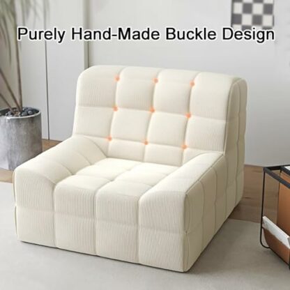 Modern Armless Lazy Sofa Bean Bag Chair for Adults with Backrest Comfy and Stylish Furniture for Living Room or Bedroom (Beige) - Image 4