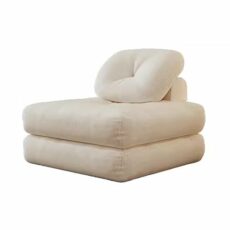 Modern Corduroy Fabric Foldable Lazy Sofa Chair with Soft Cushion for Living Room/Dorm/Home Beige 31.4in/80cm