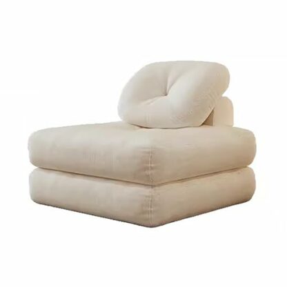 Modern Corduroy Fabric Foldable Lazy Sofa Chair with Soft Cushion for Living Room/Dorm/Home Beige 31.4in/80cm 2 Modern Corduroy Fabric Foldable Lazy Sofa Chair with Soft Cushion for Living Room/Dorm/Home Beige 31.4in/80cm - Image 2
