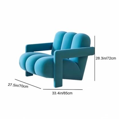 Modern Ergonomic Flannel Upholstered Lazy Sofa Chair for Bedroom or Living Room Blue Color - Image 4