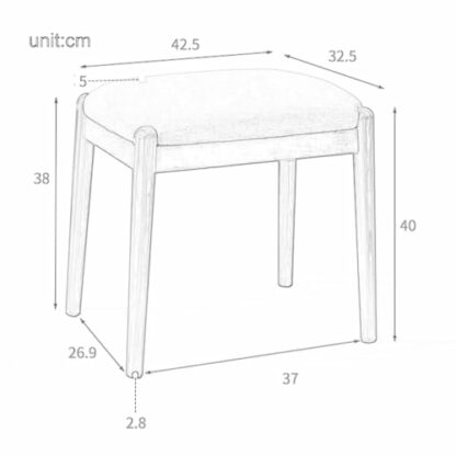 FGJKKRMI Rectangle Oak Wood Stool Upholstered Cotton And Linen Seat Small Wooden Makeup Stool Gray Modern Padded Vanity Stool Dining Chair, For Bedroom Livingroom - Image 4