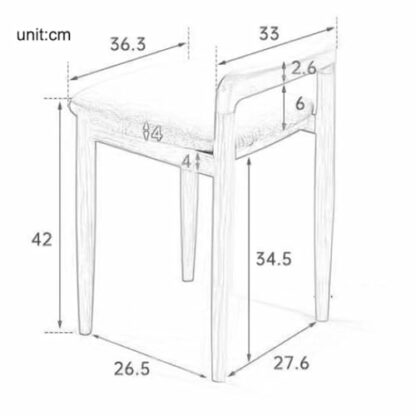 Modern Oak Wood Rectangle Upholstered Vanity Stool with Imitation Cotton and Linen Fabric Padded Seat Plastic Legs Ideal for Dining Chair Makeup Stool Bedroom Living Room - Image 4