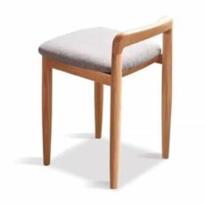 Modern Oak Wood Rectangle Upholstered Vanity Stool with Imitation Cotton and Linen Fabric Padded Seat Plastic Legs Ideal for Dining Chair Makeup Stool Bedroom Living Room