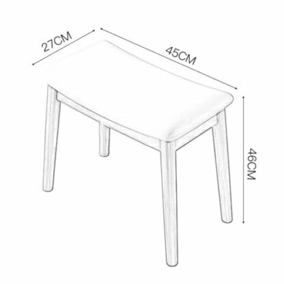 Modern Upholstered Ottoman Stool with Padded Seat Wooden Rectangle Vanity Stool for Bedroom and Living Room Rubber Wood Legs Brown Color Comfortable Dining Chair - Image 4