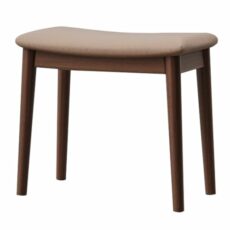 Modern Upholstered Ottoman Stool with Padded Seat Wooden Rectangle Vanity Stool for Bedroom and Living Room Rubber Wood Legs Brown Color Comfortable Dining Chair