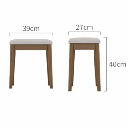 Modern Wooden Rectangle Vanity Stool with Upholstered Seat and Padded Cushion Rubber Wood Legs for Bedroom and Living Room - Image 4