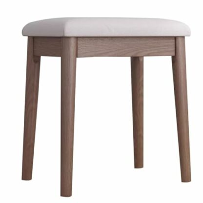 Modern Wooden Rectangle Vanity Stool with Upholstered Seat and Padded Cushion Rubber Wood Legs for Bedroom and Living Room - Image 2
