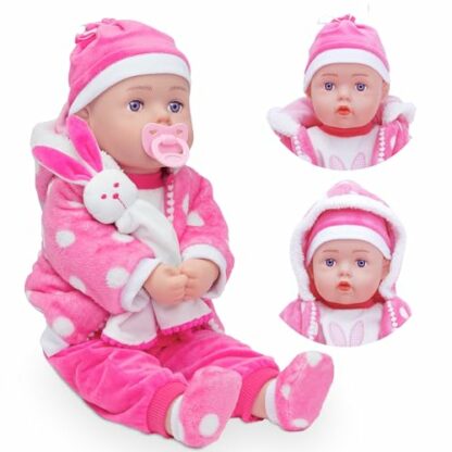 Molly Dolly Cutie Baby Doll & Bunny Comforter - Large 21" Lifelike Dolls For Girls Age 1 Up - Includes Dummy & Baby Sounds - Soft Bodied Toy Baby Doll - Dolls For 1 2 3 Year Old Girls - Image 2