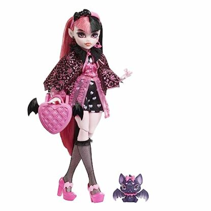 Monster High Draculaura Doll, Fashion Vampire Doll with Pink and Black Hair, Toy Bat Count Fabulous and Doll Accessories, Toys for Ages 4 and Up, One Doll, HHK51 2 Monster High Draculaura Doll, Fashion Vampire Doll with Pink and Black Hair, Toy Bat Count Fabulous and Doll Accessories, Toys for Ages 4 and Up, One Doll, HHK51 - Image 2