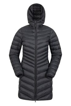 Mountain Warehouse Florence Extra Long Padded Winter Jacket - Lightweight, Water Resistant, Zipped Pockets, Easy to Packaway - Perfect for Cold & Wet Weather