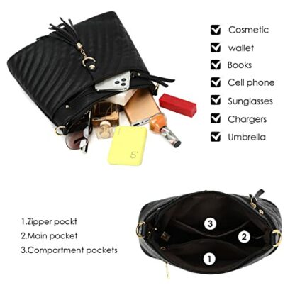 Myhozee Womens Cross Body Shoulder Bag PU Leather Small Handbags Multi Pocket Satchel Tassel Messanger Bag for Ladies & Girls - Image 4