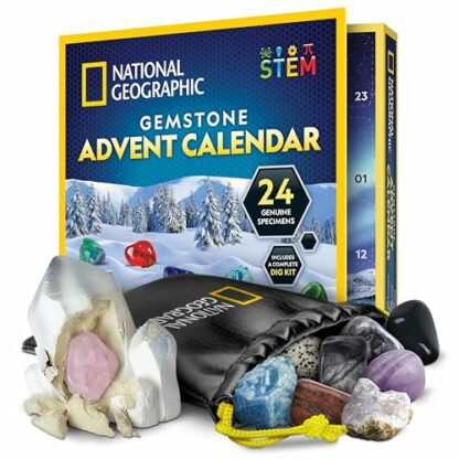 NATIONAL GEOGRAPHIC Gemstone Advent Calendar 2023 - Advent Calendar for Kids with 24 Gemstones, Complete Rock Collection Christmas Countdown Calendar, Mini Gemstone Dig Kit (English-Only Version) 2 NATIONAL GEOGRAPHIC Gemstone Advent Calendar 2023 - Advent Calendar for Kids with 24 Gemstones, Complete Rock Collection Christmas Countdown Calendar, Mini Gemstone Dig Kit (English-Only Version) - Image 2