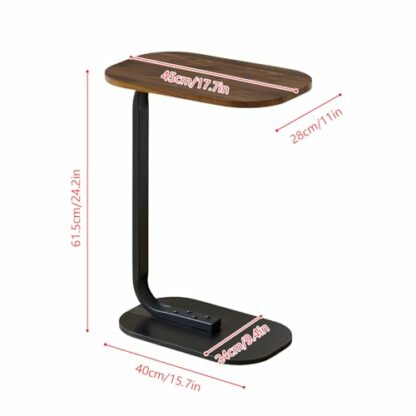 NICEME C-Shaped Side Table for Sofa, End Table for Living Room (Brown Walnut) - Image 4