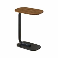 NICEME C-Shaped Side Table for Sofa, End Table for Living Room (Brown Walnut)