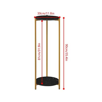 NICEME Plant Stand Indoor, Tall Side Table with 2 Tiers, 90cm Plant Holder, Round End Table Side Table with White Marble Texture (30x30x90 cm) 4 NICEME Plant Stand Indoor, Tall Side Table with 2 Tiers, 90cm Plant Holder, Round End Table Side Table with White Marble Texture (30x30x90 cm) - Image 4