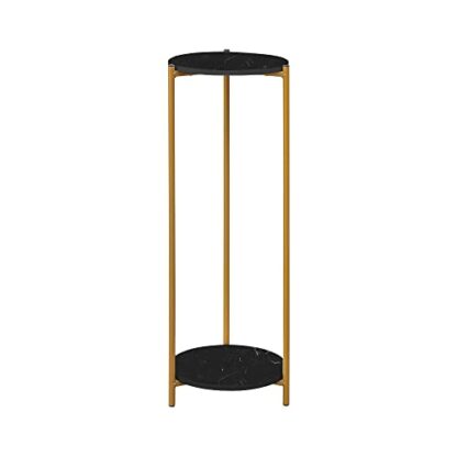 NICEME Plant Stand Indoor, Tall Side Table with 2 Tiers, 90cm Plant Holder, Round End Table Side Table with White Marble Texture (30x30x90 cm) 2 NICEME Plant Stand Indoor, Tall Side Table with 2 Tiers, 90cm Plant Holder, Round End Table Side Table with White Marble Texture (30x30x90 cm) - Image 2