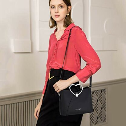NICOLE & DORIS Fashion Handbag for Women Top Handle Bag PU Leather Messenger Bag Waterproof Shoulder Bag Ladies Crossbody Bag with Heart Shaped Handle - Image 3