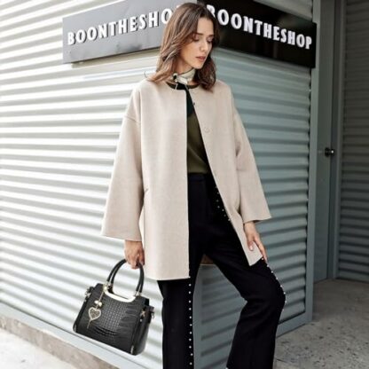 NICOLE & DORIS Ladies Satchel Handbag Women Top Handle Bags Crocodile Shoulder Bags PU Leather Crossbody Bag Designer Hand Bags with Pendant - Image 3