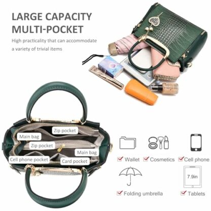 NICOLE & DORIS Ladies Satchel Handbag Women Top Handle Bags Crocodile Shoulder Bags PU Leather Crossbody Bag Designer Hand Bags with Pendant - Image 4