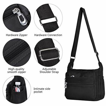 NOTAG Womens Shoulder Bag Multi Pocket Crossbody Bag Waterproof Tote Handbag Travel Purse Lightweight Messenger Bag for Casual Sport School Hiking Travel, 2 Size - Image 4