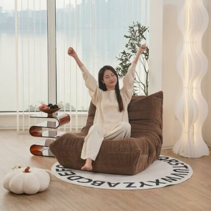 N&V Fireside Chair, Mid Century Armless Floor Sofa, Soft Premium Corduroy Floor Lounge Chair, Foam Sofa Accent Chair for Living Room Bedroom and Office 4 N&V Fireside Chair, Mid Century Armless Floor Sofa, Soft Premium Corduroy Floor Lounge Chair, Foam Sofa Accent Chair for Living Room Bedroom and Office - Image 4