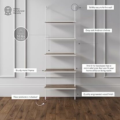 Nathan James Theo 5-Shelf Wood Ladder Bookcase - Image 4