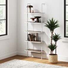 Nathan James Theo 5-Shelf Wood Ladder Bookcase