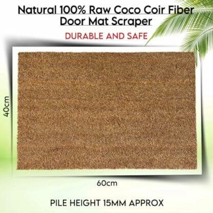 Natural Coco & Coir Door Mat Indoor & Outdoor Eco-Friendly Coir Indoor Mat Premium Quality Non-Slip Backing Entrance Welcome Mat Front Door Doormat Latex Backed Removes Grass, Mud & Dirt 40x60cm 3 Natural Coco & Coir Door Mat Indoor & Outdoor Eco-Friendly Coir Indoor Mat Premium Quality Non-Slip Backing Entrance Welcome Mat Front Door Doormat Latex Backed Removes Grass, Mud & Dirt 40x60cm - Image 3
