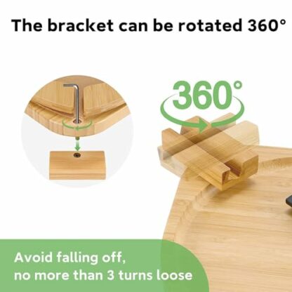 Natural Wood Sofa Side Table Tray, Sofa Arm Tray Table with 360° Rotating Mobile Holder, Foldable Sofa Armrest Clip On Tray Couch Arm Rest Organizer for Remote Phone/Drinks/Food/Snack Holder 4 Natural Wood Sofa Side Table Tray, Sofa Arm Tray Table with 360° Rotating Mobile Holder, Foldable Sofa Armrest Clip On Tray Couch Arm Rest Organizer for Remote Phone/Drinks/Food/Snack Holder - Image 4