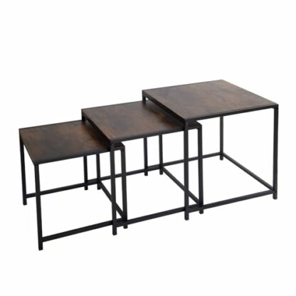 Nesting Coffee Tables, Square Tables Set of 3 for Living Room Bedroom, Rustic Brown Stacking Side Tables with Wood Finish 2 Nesting Coffee Tables, Square Tables Set of 3 for Living Room Bedroom, Rustic Brown Stacking Side Tables with Wood Finish - Image 2
