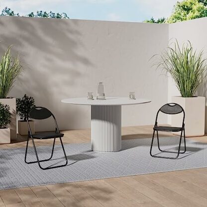 Nyxi Folding Chair Padded Paris Faux Leather Chair Home Office Dining - Image 3