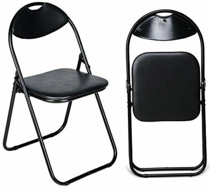 Nyxi Folding Chair Padded Paris Faux Leather Chair Home Office Dining - Image 2