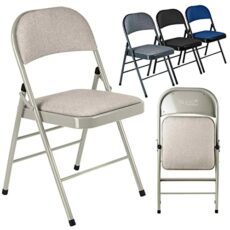 Nyxi Folding Chairs with Padded Fabric Seats, Metal Frame, Foldable Chair Home Office Dinning, Multi-Purpose Indoor & Outdoor