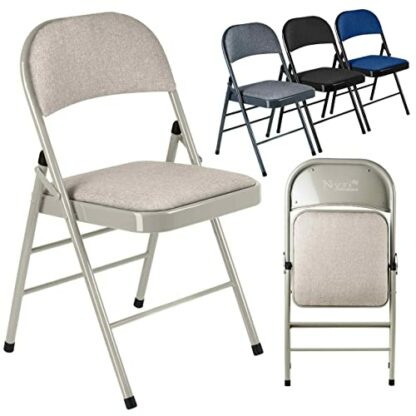Nyxi Folding Chairs with Padded Fabric Seats, Metal Frame, Foldable Chair Home Office Dinning, Multi-Purpose Indoor & Outdoor 2 Nyxi Folding Chairs with Padded Fabric Seats, Metal Frame, Foldable Chair Home Office Dinning, Multi-Purpose Indoor & Outdoor - Image 2