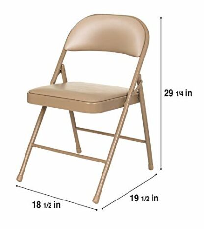 OEF Furnishings (4 Pack) Vinyl Padded Steel Folding Chairs, Beige - Image 4