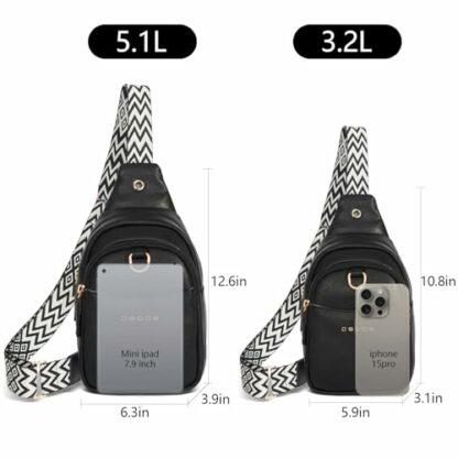 OSOCE Crossbody Bag for Women PU Sling Belt Bag Small Shoulder Chest Bag Purses with Adjustable Guitar Strap Phone Cable Hole Fanny Pack Cross Body Bags with for Ladies Travel Shopping - Image 4