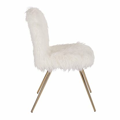 OSP Home Furnishings Accent Chair, Metal, White Faux Fur and Gold Legs - Image 4