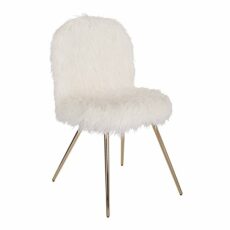 OSP Home Furnishings Accent Chair, Metal, White Faux Fur and Gold Legs