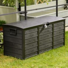 Olsen & Smith 290L Capacity Outdoor Garden Plastic Storage Cushion Box Furniture - Lockable with Padlock Lock, Weather Resistant, Shed Chest