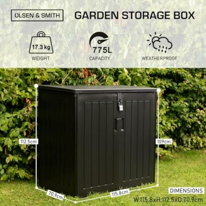 Olsen & Smith MASSIVE Capacity Outdoor Garden Storage Box Plastic Shed Garbage - Weatherproof with Wood Effect 3 Olsen & Smith MASSIVE Capacity Outdoor Garden Storage Box Plastic Shed Garbage - Weatherproof with Wood Effect - Image 3