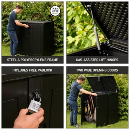 Olsen & Smith MASSIVE Capacity Outdoor Garden Storage Box Plastic Shed Garbage - Weatherproof with Wood Effect 4 Olsen & Smith MASSIVE Capacity Outdoor Garden Storage Box Plastic Shed Garbage - Weatherproof with Wood Effect - Image 4