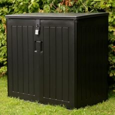 Olsen & Smith MASSIVE Capacity Outdoor Garden Storage Box Plastic Shed Garbage - Weatherproof with Wood Effect
